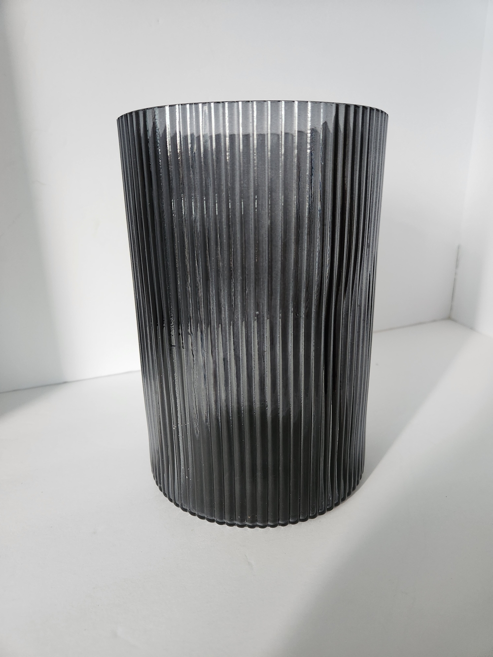 Better Homes And Gardens Smoky Gray Ribbed Glass Hurricane Candle Holder